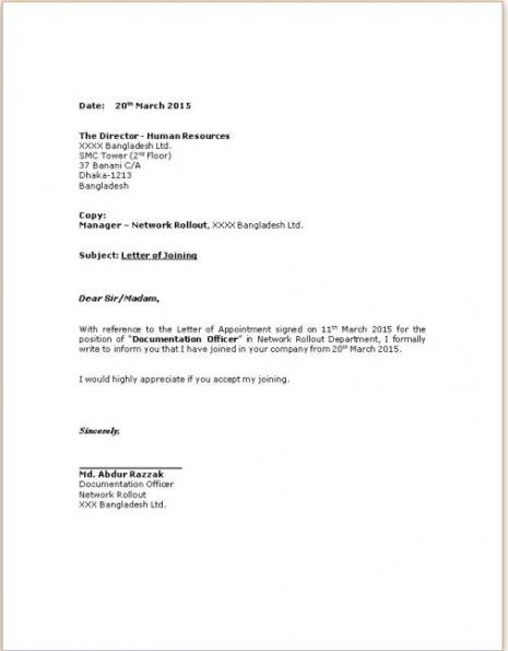 Joining letter