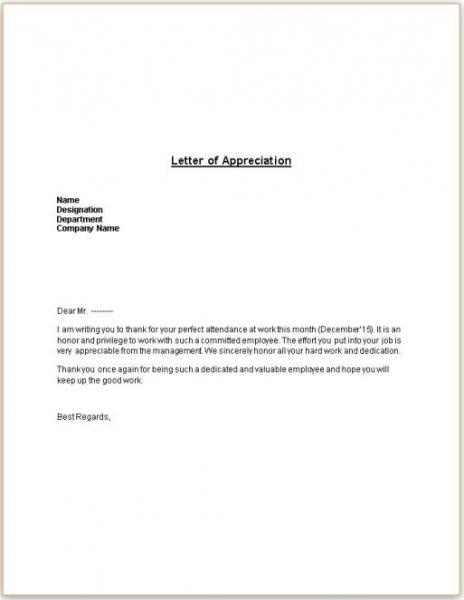 Letter of Appreciation