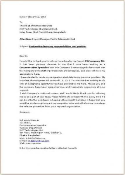 Resign Letter